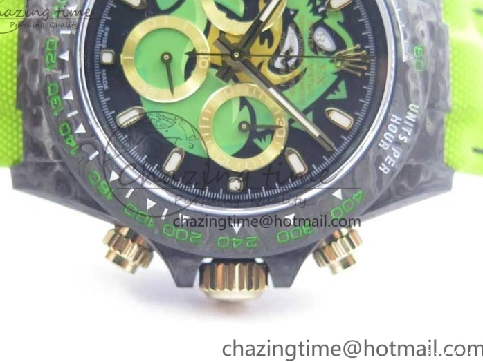 0507 Daytona DIW Carbon V2 WWF Best Edition Black Green Dial On Green Nylon Strap A UrbanChic 3110